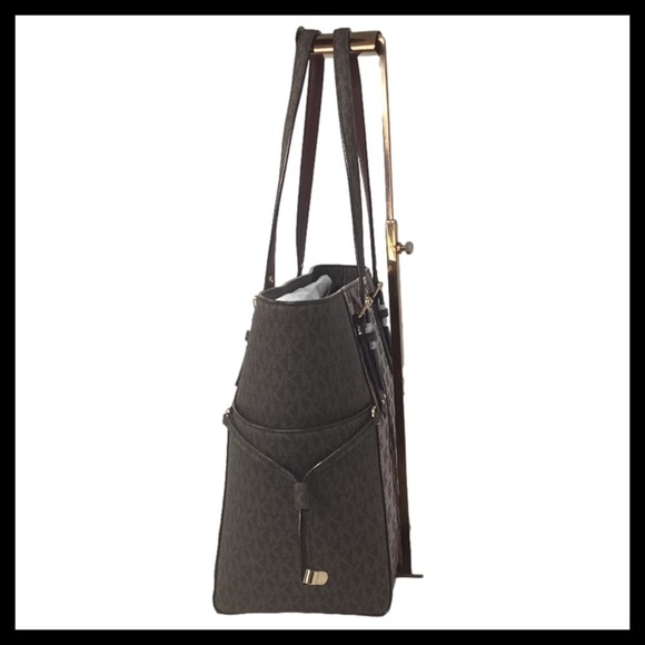 MICHAEL KORS Voyager East/West Tote Merlot With Brown MK Logo - Picture 6 of 16